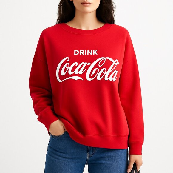 Coca Cola 2XL Red Graphic Crewneck Sweatshirt Logo Pullover Casual Streetwear - Picture 2 of 13